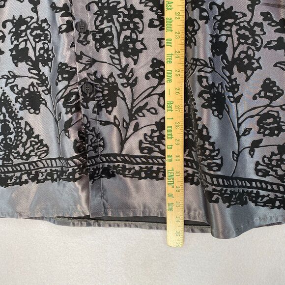 CHICO'S DESIGN Tunic 3 XL/16 Floral Jacquard Jacket Mandarin Button Front Gray - Picture 11 of 16